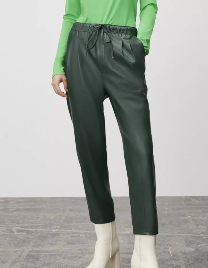 Zara FAUX Green LEATHER THE WEEKEND PANTS SZ XS