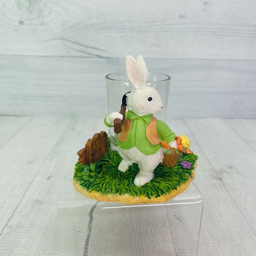 Yankee Candle WHITE BUNNY Digging It Easter Rabbit Eggs Tealight Votive Holder  - Picture 3 of 7