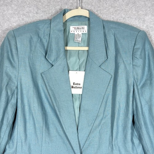 Vintage Talbots Blazer Womens 10 Petite Linen Boyfriend Patch Pocket 90s Coastal - Picture 2 of 14