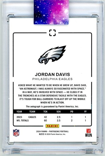 Jordan Davis - 2024 Panini Photogenic Auto Autograph /49 SP Eagles - Bild 2 von 2