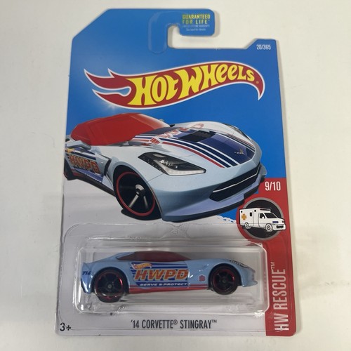 Hot Wheels - HW Rescue - '14 Corvette Stingray 9/10 Blue HWPD Police Cop Car