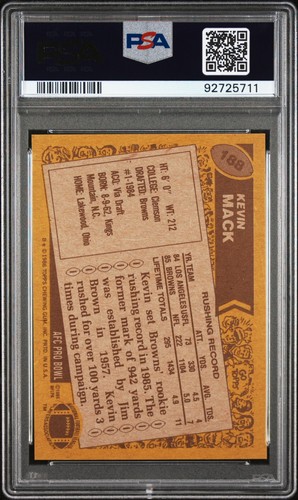 1986 TOPPS #188 KEVIN MACK PSA 9 MINT ROOKIE RC CLEVELAND BROWNS CLEMSON TIGERS - Picture 2 of 2