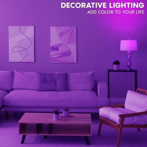 Luxrite E12 LED Filament Purple Light Bulbs, 4.5W=40W, UL, E12 Base 3 Pack - Picture 2 of 7
