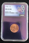 1934 LINCOLN UNC. CENT ~ NGC MS 65 ~ RED BROWN ~ TRADER BEA LABEL ~ PURPLE CORE
