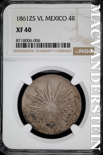 Mexico: 1861 Zs VL Four Reales NGC XF 40 Better Date No Reserve #SLA1610
