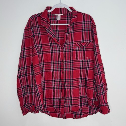 Victoria Secret Juego de Pijama a Cuadros 2 Piezas (Rojo/Rosa) Acogedor Salón Dormir XL - Imagen 2 de 6