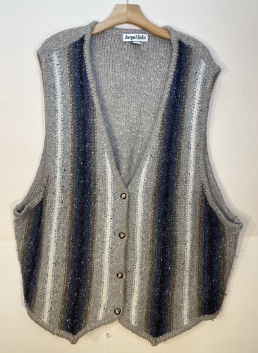Vintage Knit Vest Boho Hippie 90s Wool Angora Striped Oversized 22/24 Hong Kong - Picture 6 of 12