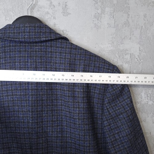 Charles Tyrwhitt Overcoat Men's 40R Navy Blue Wool Mini Check Outdoor Travel - Picture 11 of 13