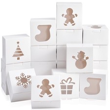 36 Pack Christmas Cookie Boxes for Gift Giving 6x6x3 Inch White Bakery Boxes ...