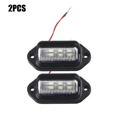 2PCS LED License Plate Light Tag Lamps Assembly Replacement for Truck Trailer RV