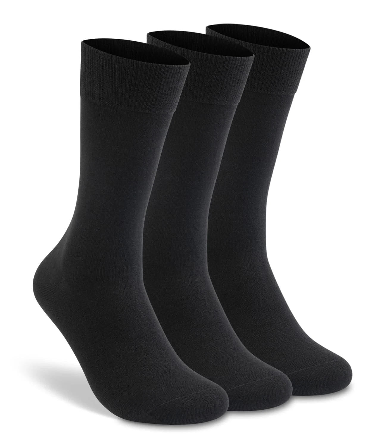 LIXIA Men's Thin Merino Wool Socks, Cozy Casual One Size, 3 Pairs - Black