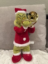 Animated Dr. Seuss The  Grinch Plush Trombone Playing You're a Mean One Gemmy