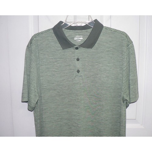 BCG Men's Golf Collared Short Sleeve Moisture Wicking Polo Shirt Green Stripe LG - Picture 3 of 5