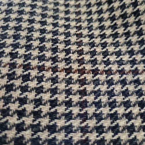 VTG Silk Wool Houndstooth Fabric 93x60 Luxury Beige Burgundy Blue Premium 70's - Picture 2 of 16