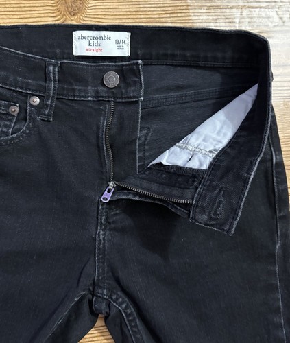 Abercrombie Kids Straight Black Jeans Boys Size 13/14 - Picture 4 of 13