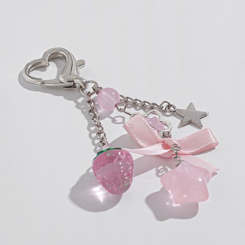 Cute Strawberry Bow Star Keychain Pendant Phone Charm Backpack Decoration Gi-wa - Picture 2 of 8