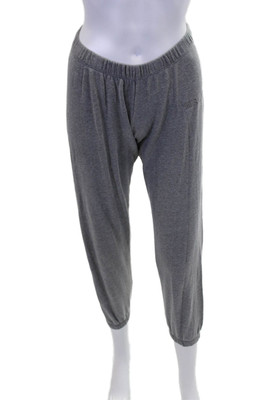 WSLY Womens Elastic Waistband Logo Knit Jogger Pants Gray Cotton Size XS