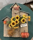 Fall Wall Hanging Wood Bird Houses Sunflowers Pumpkins Cardinal Handmade New*