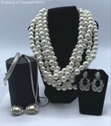 Monet & Vintage Costume Jewelry Lot Faux Pearl Multi-Strand Necklace Earrings