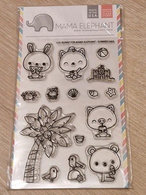 Mama Elephant Summer Days Strand Clear Stamp Klarsicht Stempel Set wie NEU