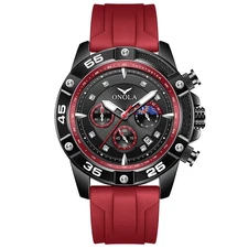 New Men’s Fashion Sport Quartz Watch Multifunction Waterproof Silicone Band