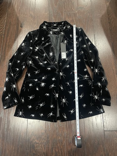 Disturbia Spiro Velours-Blazer mit Foliendruck schwarz silber Damengröße 8 NEU ausverkauft - Bild 3 von 9