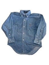 Vintage KIDS POLO RALPH LAUREN MADE IN USA DENIM BUTTON UP LONG SLEEVE SHIRT