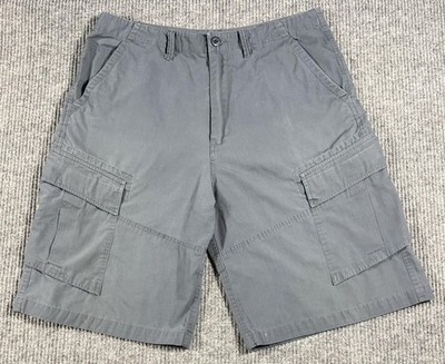 Y2K Volcom Cargo Shorts Mens 36 Scout Canvas 11'' Utility Pockets Skate Gray