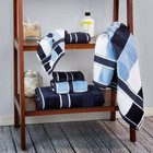 Navy and Powder Blue 6 Pc Velour Towel Set 100 % Percent Cotton Hand Bath Towel