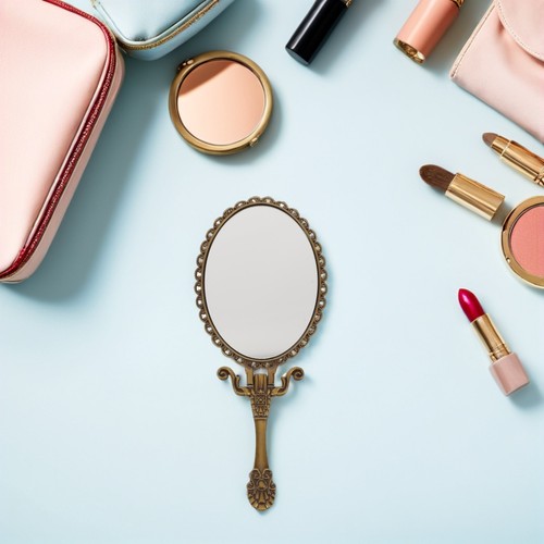  2 Stück Handspiegel: Retro Make Up Klappbarer Handspiegel mit Klappgriff - - Bild 7 von 12