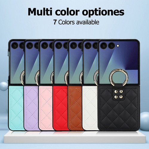 Leather Ring Holder Case For Samsung Galaxy Z Flip7 FE Flip6 Flip5 Flip4 3 Cover - Picture 2 of 17
