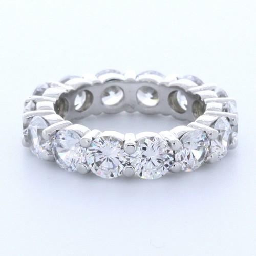 4 1/2ct F SI1 Round Natural Certified Diamonds 14k Gold Classic Eternity Ring - Picture 2 of 13