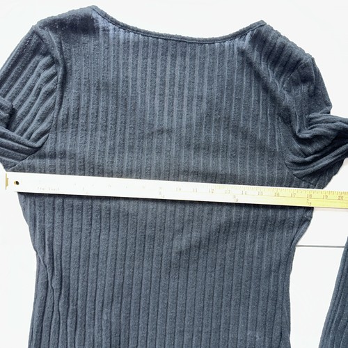 SOLID RIB KNIT SWEATER WITH CASUAL V-NECK BLACK SZ XL - Picture 5 of 10
