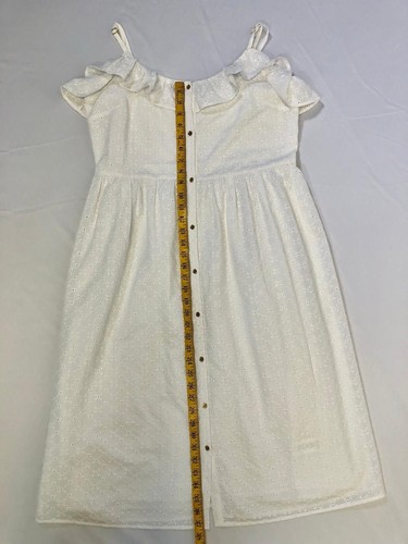 Michael Kors Womens White Eyelet 100% Cotton Fit & Flare Dress Sz L Cottagecore - Picture 8 of 13