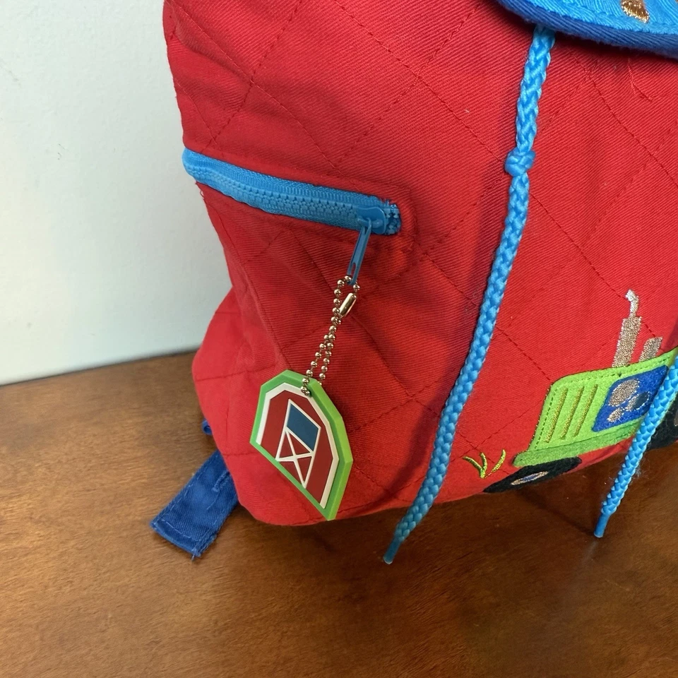 Mochila acolchada para niños Stephen Joseph animales de granja roja y azul Foto 4 de 4