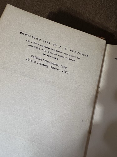 The Box Hill Murder J S Fletcher 1929 Hardcover Exlibrary Second Printing - Picture 10 of 13
