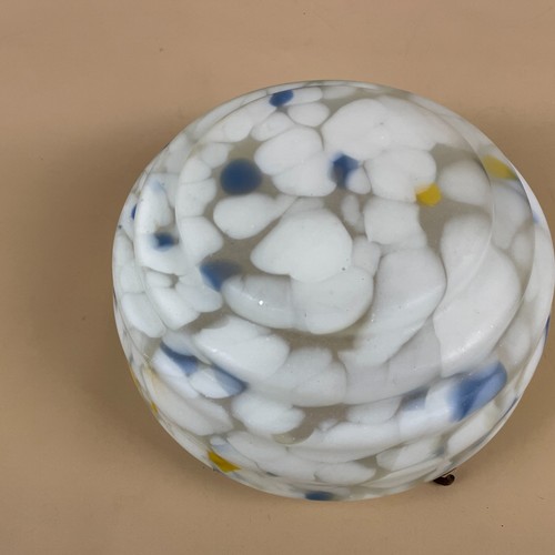 Lámpara de techo de vidrio antigua pantalla azul colgante vitral Tiffany - Imagen 9 de 10