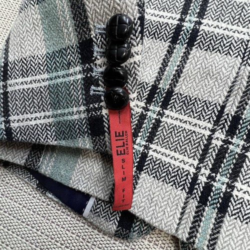 Elie Balleh Milano Italy Sz 2/3 Boys Patched Elbow Plaid Blazer Preppy Old Money - Picture 8 of 9