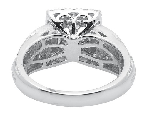 14k White Gold Princess Cut Diamond Cluster Milgrain Wedding Engagement Ring 2ct - Picture 2 of 6