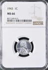 1943 1C  Lincoln Wheat One Cent NGC MS66   8671269-013