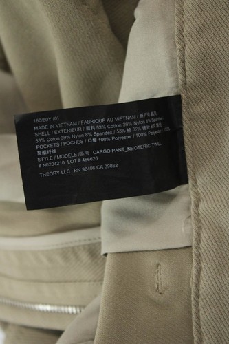 Theory Womens Cotton Zip Button Lined Straight Leg Casual Pants Tan Size 0 - Picture 6 of 7