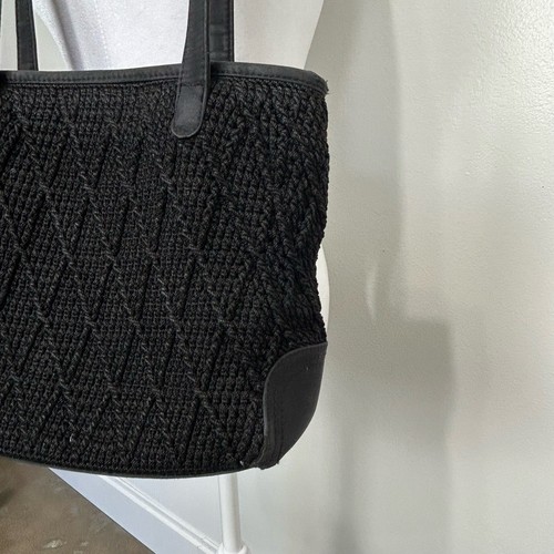 The Sak schwarz Handtasche Strick Häkel Schultertasche gewebt DEFEKT Boho Freizeit - Bild 3 von 12