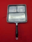 Rare Wagner Ware Wood Handle Bacon and Egg 3 Section Breakfast Skillet Flat 500B