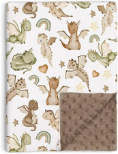 Dragon Baby Blanket for Boys Girls Soft Double Layer Minky with Dotted Backing