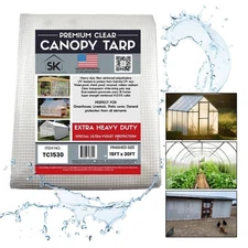 CLEAR UV GREENHOUSE 16 MIL FIBER REINFORCED POLY TARP TRUE FINISHED SIZE