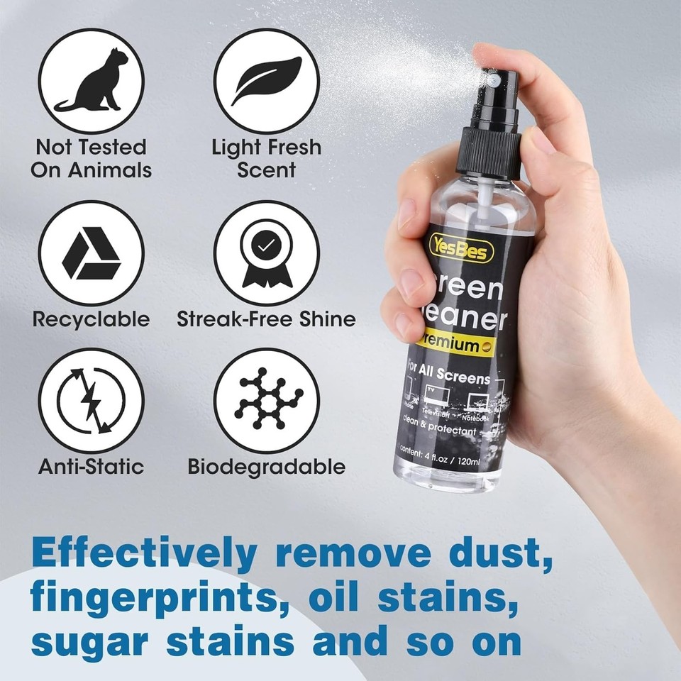 Screen Cleaner Spray 16Oz (4Oz X 4 Pack) - TV & Computer Screen Cleaner ...