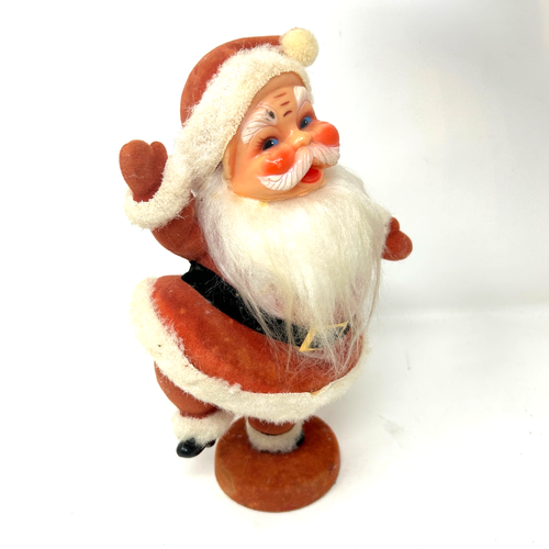 De colección "cara de goma" Santa Claus soplado molde plástico flocado vintage años 60 baile - Imagen 9 de 10