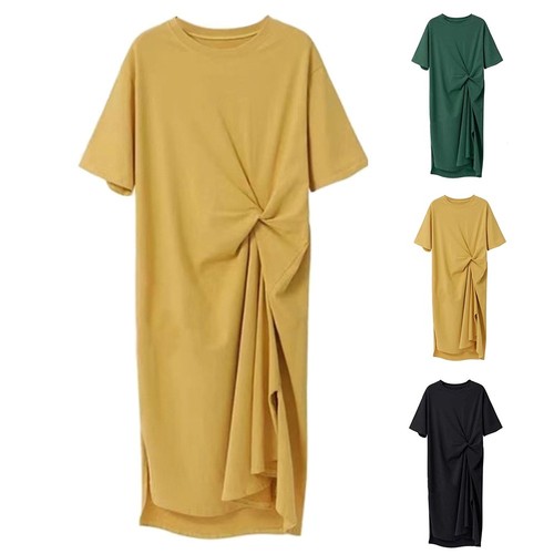 Fashion Dress Korean Style Mid-length Milk Silk Pullover Short-sleeved - Picture 4 of 38
