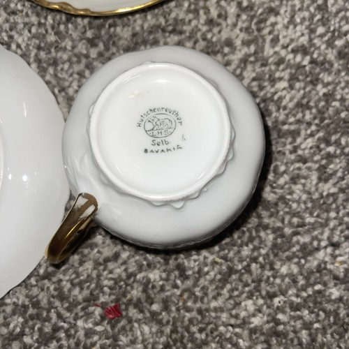 Antique Hutschenreuther Selb Bavaria White & Gold Trim 5 Tea Cups & Saucers MINT - Picture 3 of 5