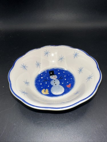 Nikko Winter Wonderland Snowman 1998 Deb Mores Individual Fruit Bowl - Picture 1 of 4